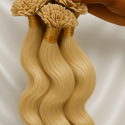 Glamamma Keratin Tips Straight Human Hair Extensions - Blond Flat Tips